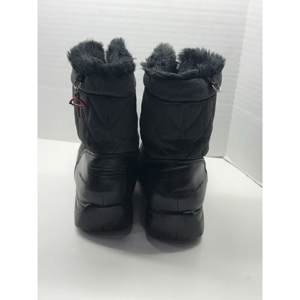 London‎ Fog Weatherproof Women's Sz 6M Erica Black Winter Snow Boots W/Faux Fur